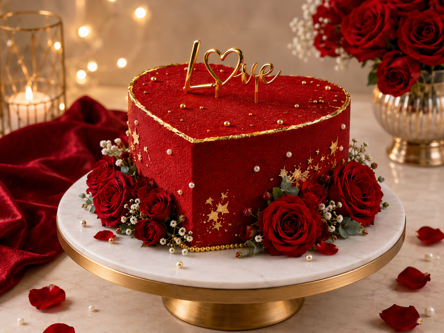 Red Little Heart Romance Cake