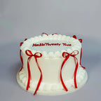 Red Ribbon White Luxe Cake