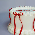 Red Ribbon White Luxe Cake