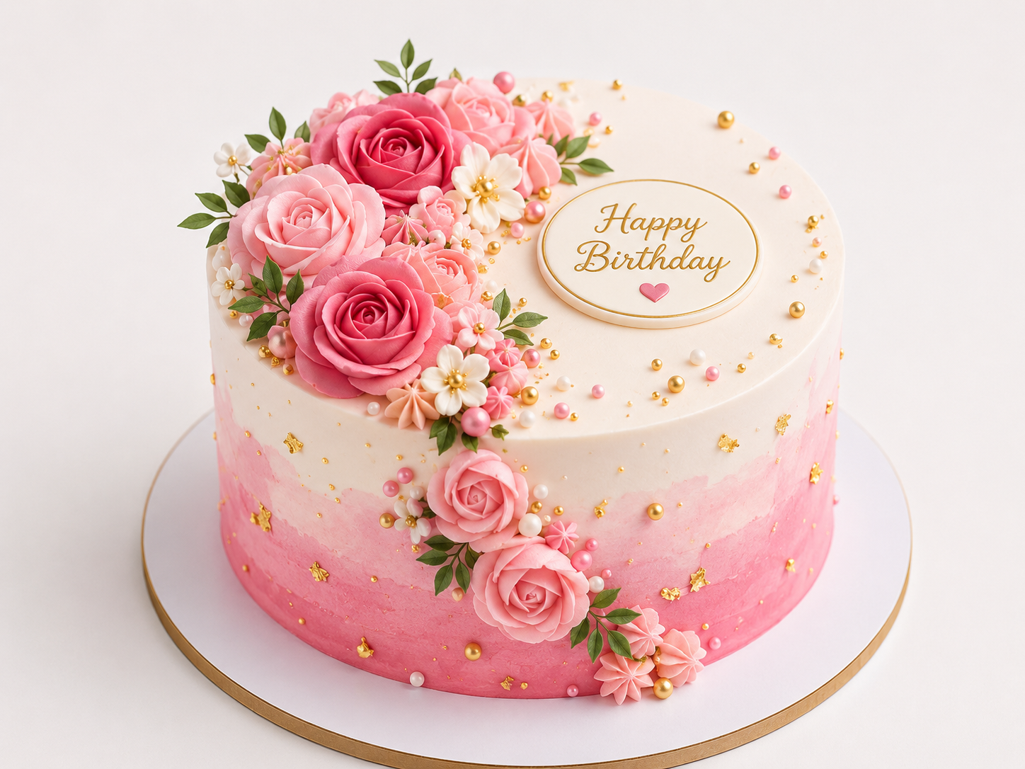 Floral Blue Cake With Creamy Flowers