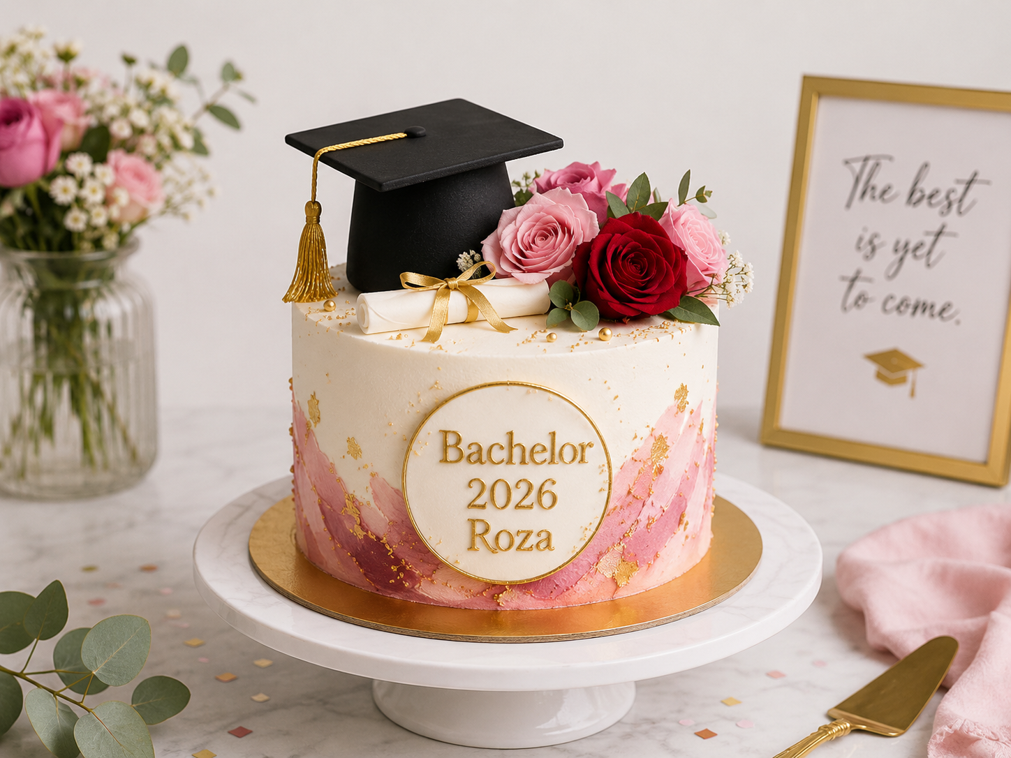 Caramel Drip Graduation Day Cake