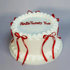 Red Ribbon White Luxe Cake