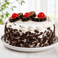Black Forest Cake with Cream and Cherry.