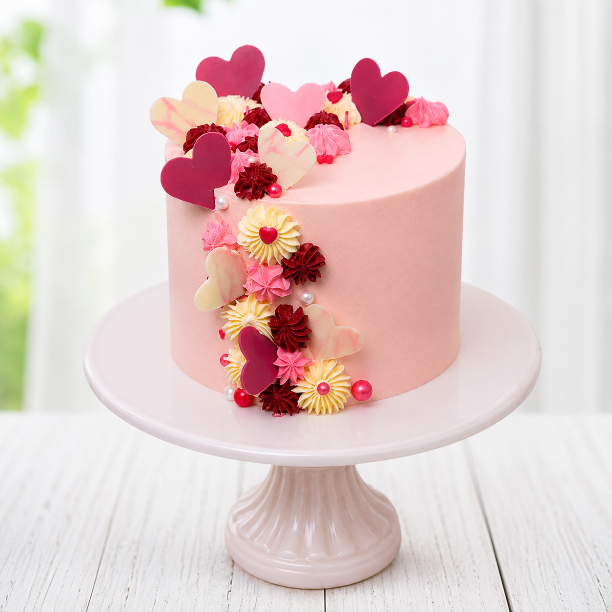 Lovely Pink Cake with Little Hearts