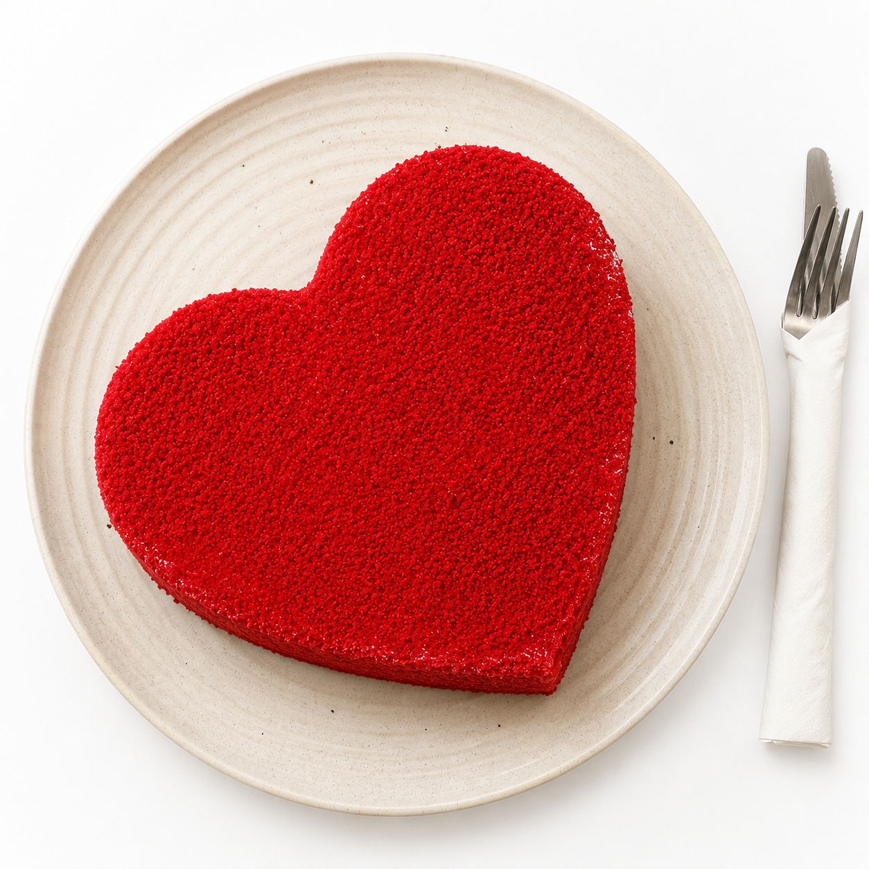 Elegant Heart Shaped Red Velvet Cake