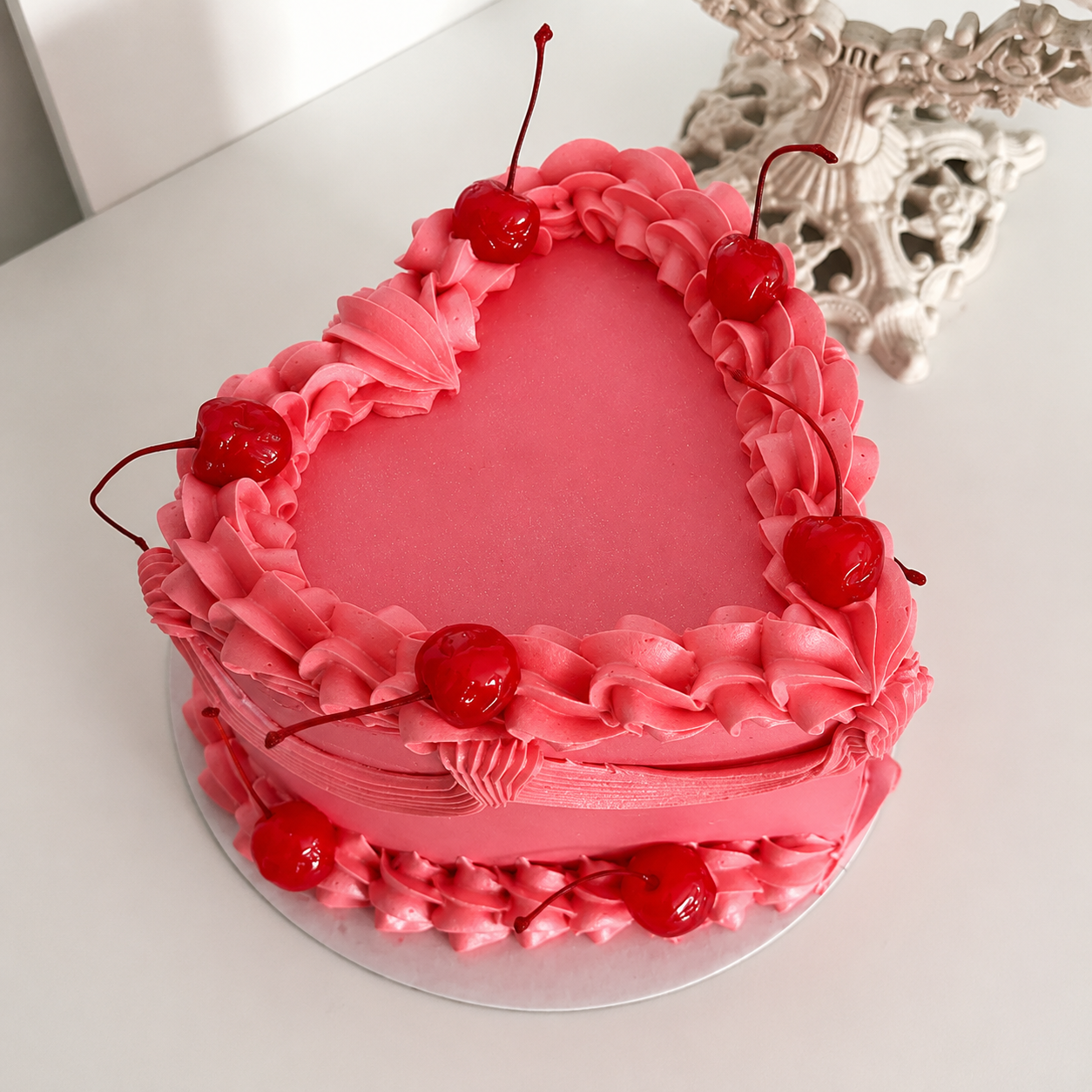 Cherry Velvet Swirl Ribbon Cake