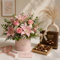 Pink Rose Bouquet & Premium Chocolate Box Combo