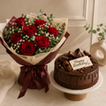 Chocolate Bliss Cake & Red Roses Combo