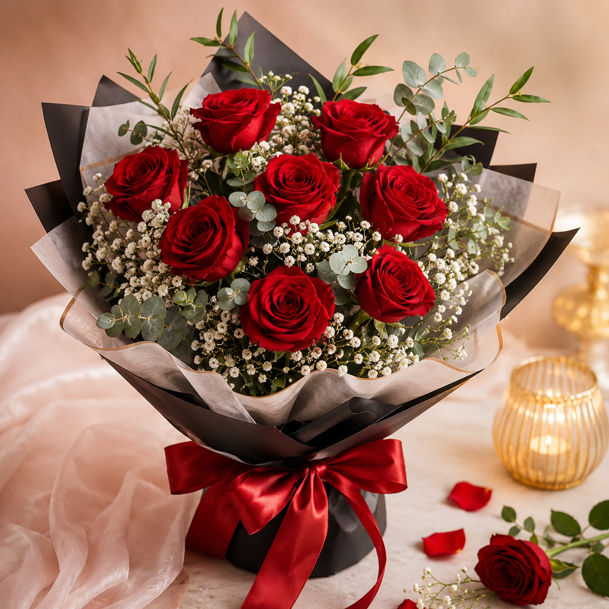 Magical Red Rose Flower Bouquet