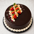 Heavenly Chocolate Cake with Strawberry Toppings.