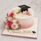 White Elegance Graduation Cake