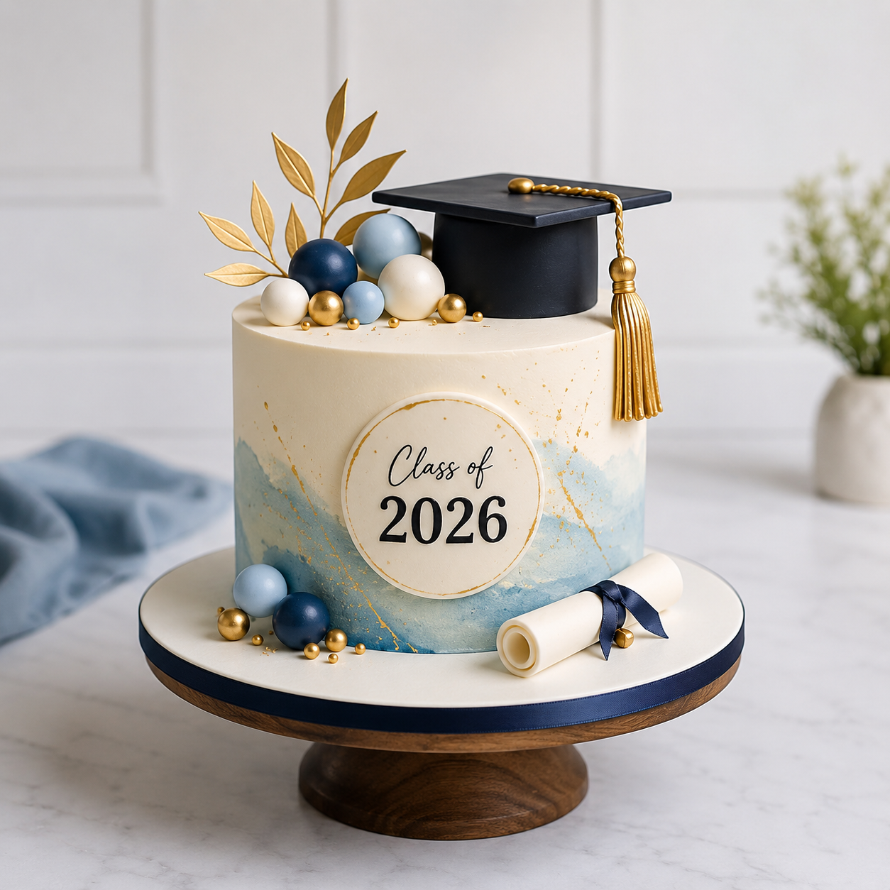 Lovely White Graduation Day Cake
