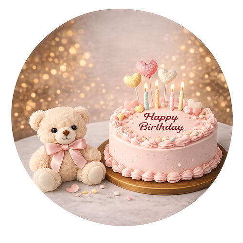 Mini cake with mini teddy bear
