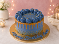 Floral Blue B'Day Cake