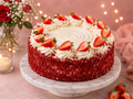 Tempting Red velvet cake with Strawberry toppings