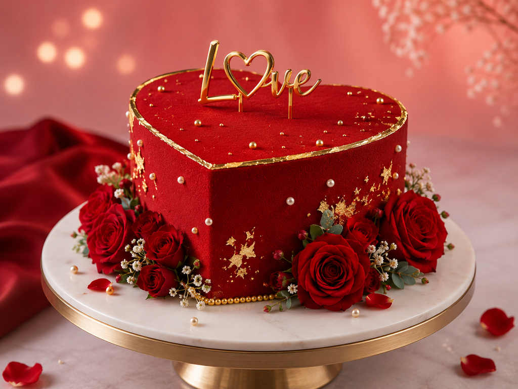 Red Little Heart Romance Cake