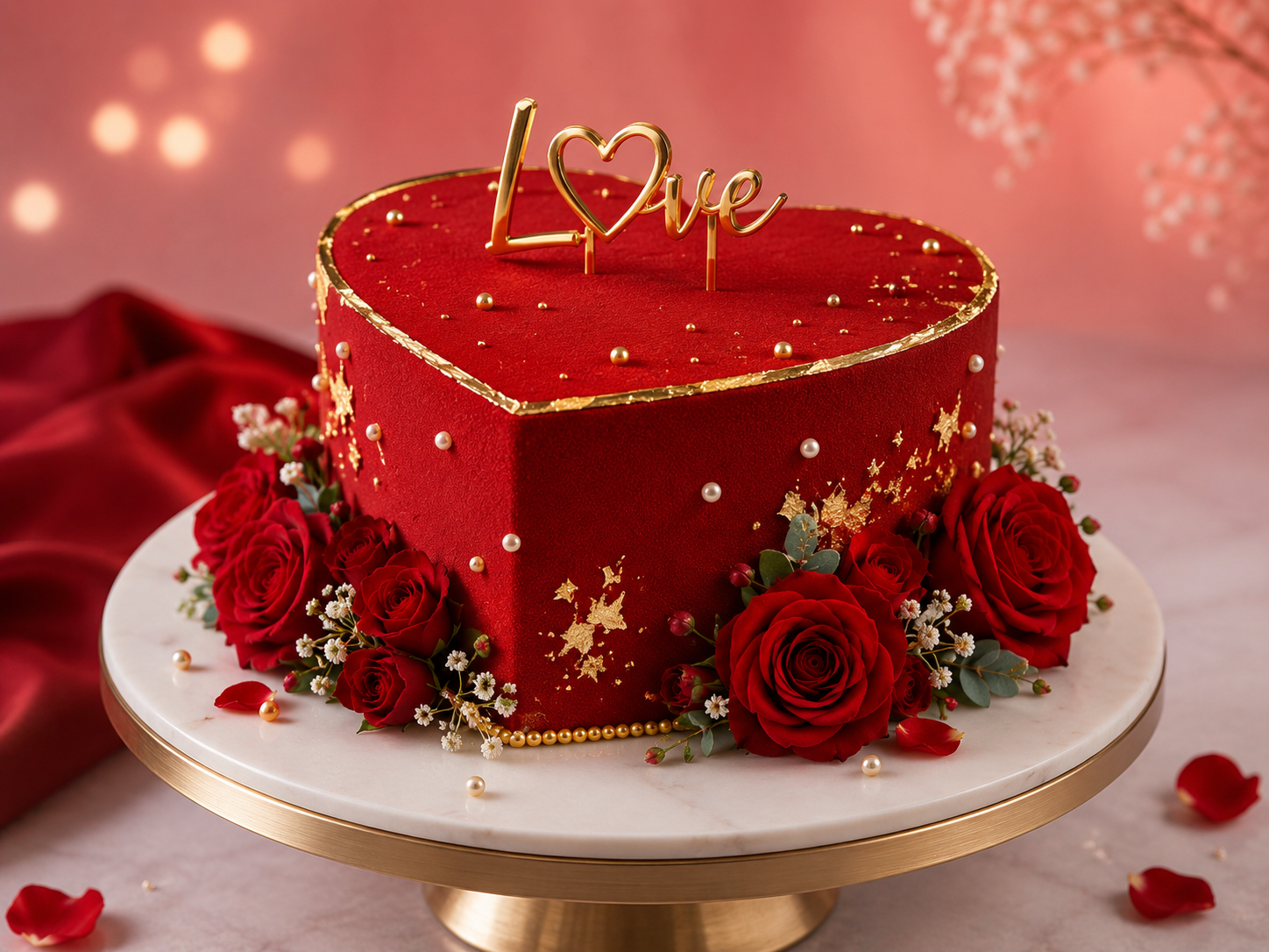 Red Little Heart Romance Cake