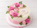 Floral Pink & White Creamy Cake