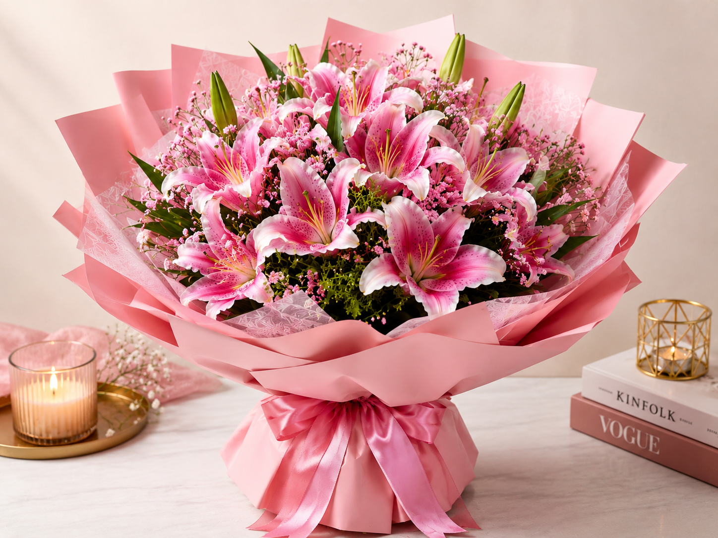 Pink Lily flower bouquet