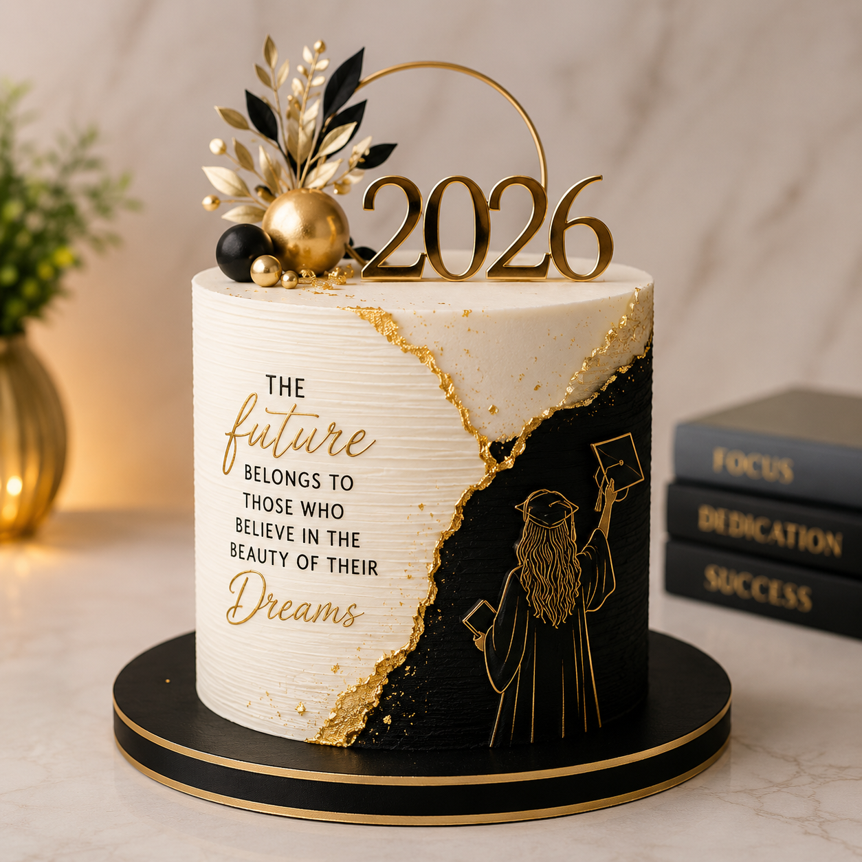 Elegant Red Graduation Day Cake